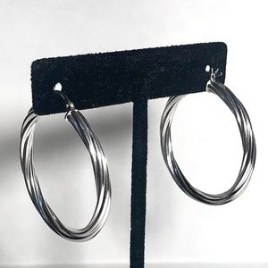 Sterling Silver Hoop Earrings Twist Tube Style 925